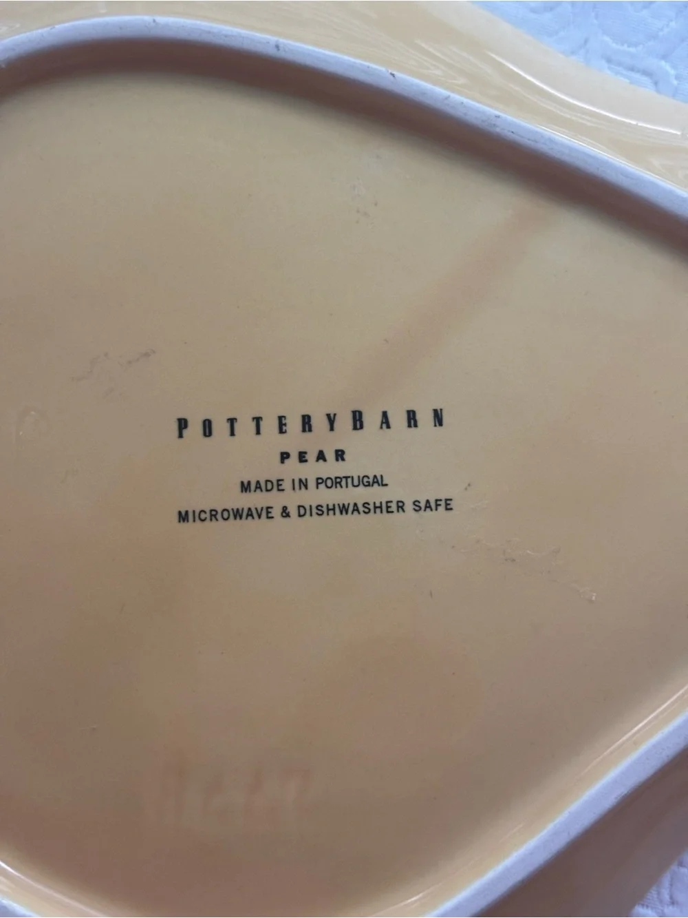 Set of 4 Vintage Pottery Barn Yellow-Orange Pear-Shaped Ceramic Serving Plates